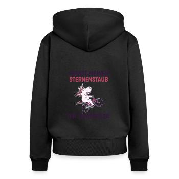 Fresst meinen Sternenstaub ihr Langweiler - Frauen Premium Bio Zip Hoodie - Schwarz - Hinten - Julia (174cm)