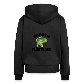 Barsch Flüsterer Barschangler Raubfisch - Frauen Premium Bio Zip Hoodie - Schwarz - Hinten - Julia (174cm)