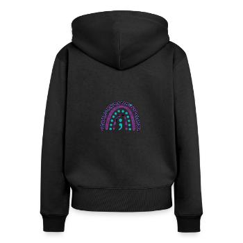C’est normal de ne pas aller bien - Prévention du suicide - Sweat à capuche zippé Premium bio Femme - noir - Dos - Julia (174cm)