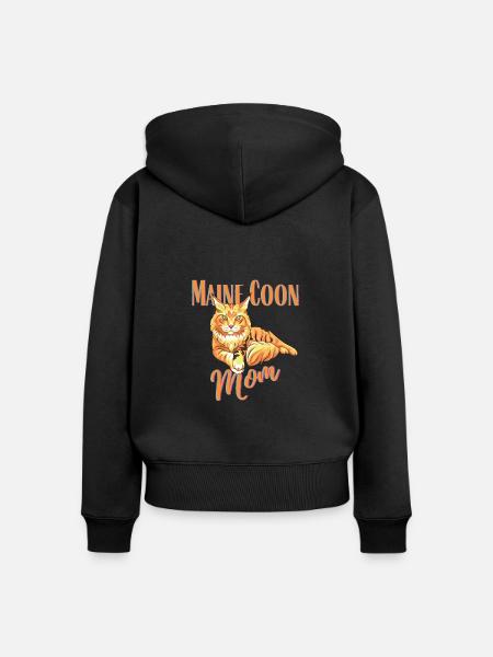 Maine Coon Mom Cat Lover Cat Mom - Women's Premium Organic Zip Hoodie - black