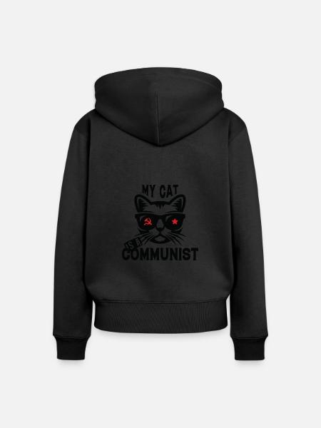 Meine Katze Ist Ein Kommunist - Premium økologisk hoodie med lynlås til kvinder - sort