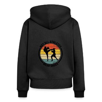 Not All Athletes Wear Shoes Kickboxing Kick Boxing - Women's Premium Organic Zip Hoodie - black - Back - Julia (174cm)