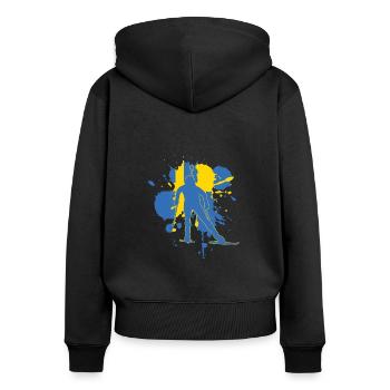Drapeau de la Suède Biathloniste - Biathlon - Sweat à capuche zippé Premium bio Femme - noir - Dos - Julia (174cm)