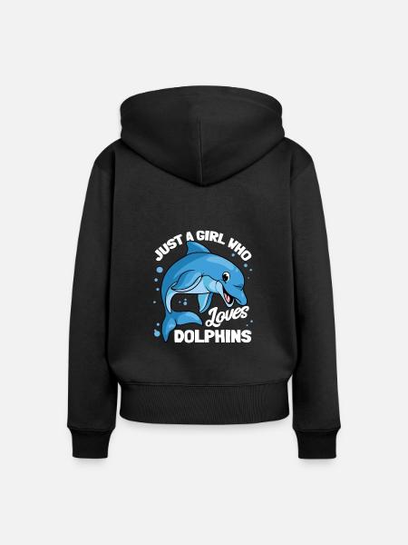 Delphine Delphin Delfin - Frauen Premium Bio Zip Hoodie - Schwarz