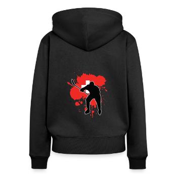 Schweiz Flagge Hockey - Eishockey - Frauen Premium Bio Zip Hoodie - Schwarz - Hinten - Julia (174cm)