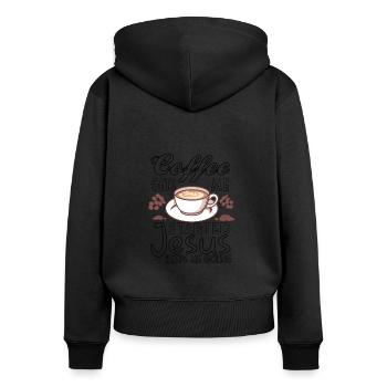 Coffee Christianity Jesus God Christian - Women's Premium Organic Zip Hoodie - black - Back - Julia (174cm)