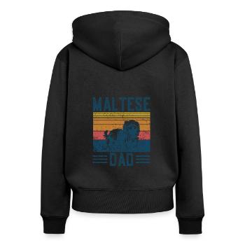 Dog Maltese Papa - Vintage Maltese Papa - Women's Premium Organic Zip Hoodie - black - Back - Julia (174cm)