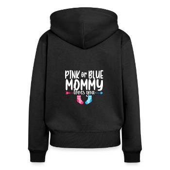Pink Or Blue Mommy Loves You Gender Reveal - Women's Premium Organic Zip Hoodie - black - Back - Julia (174cm)