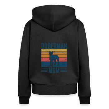Hund Dobermann Mom - Vintage Mom - Frauen Premium Bio Zip Hoodie - Schwarz - Hinten - Julia (174cm)