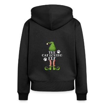The Cat Lover Elf - Katzenbesitzer Weihnachten - Frauen Premium Bio Zip Hoodie - Schwarz - Hinten - Julia (174cm)