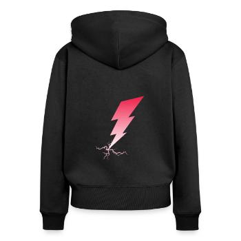 Éclairs I Thunderbolt I Lightning - Sweat à capuche zippé Premium bio Femme - noir - Dos - Julia (174cm)