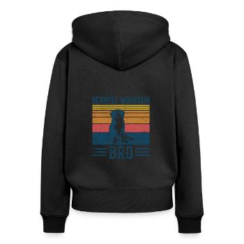 Hund Berner Sennenhund - Vintage Bro - Frauen Premium Bio Zip Hoodie - Schwarz - Hinten - Julia (174cm)