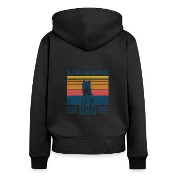 Hund Aussie Shepherd Bro - Vintage Bro - Frauen Premium Bio Zip Hoodie - Schwarz - Hinten - Julia (174cm)