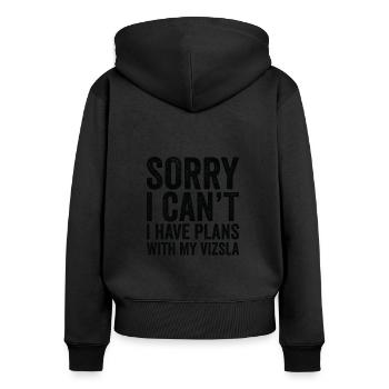Ich Habe Pläne Mit Meinem Vizsla - Frauen Premium Bio Zip Hoodie - Schwarz - Hinten - Julia (174cm)