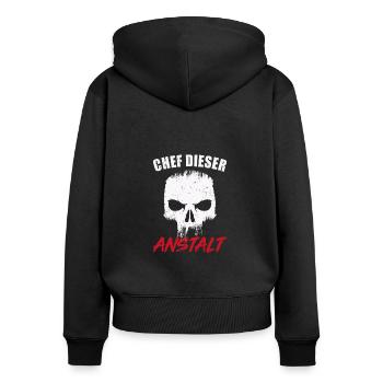 Chef Dieser Anstalt Büro Anstaltsleitung - Frauen Premium Bio Zip Hoodie - Schwarz - Hinten - Julia (174cm)