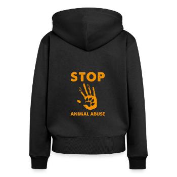 Stop Animal Abuse, Animal Rights Animal Abuse - Women's Premium Organic Zip Hoodie - black - Back - Julia (174cm)