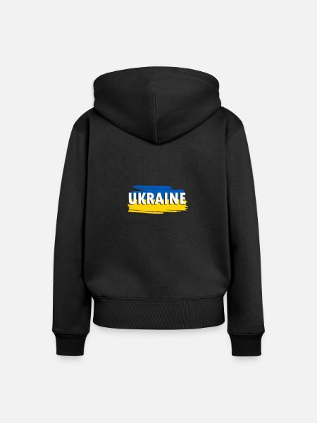 Ukraine Flagge - Frauen Premium Bio Zip Hoodie - Schwarz