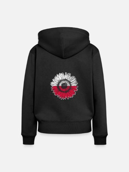 Polen Flagge Sonnenblume - Frauen Premium Bio Zip Hoodie - Schwarz