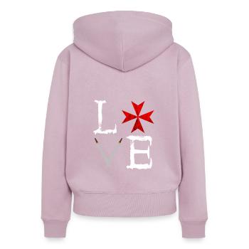 Ritterorden Johanniterorden Deus Vult Tempel Ritte - Frauen Premium Bio Zip Hoodie - Altrosa - Hinten - Julia (174cm)