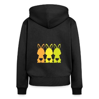 Ostern - Frauen Premium Bio Zip Hoodie - Schwarz - Hinten - Julia (174cm)