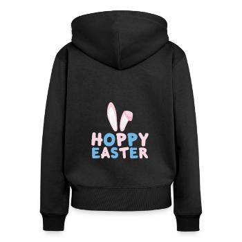 Ostern - Frauen Premium Bio Zip Hoodie - Schwarz - Hinten - Julia (174cm)