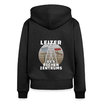 LEITER DES RECHENZENTRUMS - Frauen Premium Bio Zip Hoodie - Schwarz - Hinten - Julia (174cm)