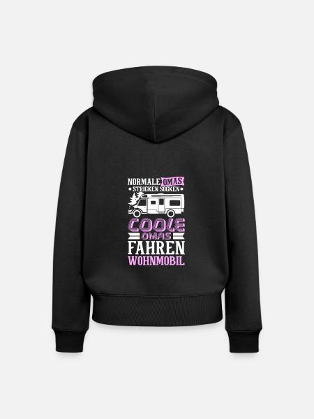 Camping Oma - Frauen Premium Bio Zip Hoodie - Schwarz