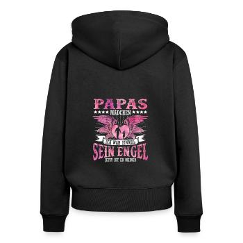 Papas Mädchen Ich War Einmal Sein Engel - Frauen Premium Bio Zip Hoodie - Schwarz - Hinten - Julia (174cm)
