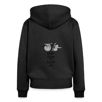 Sloth - Frauen Premium Bio Zip Hoodie - Schwarz - Hinten - Julia (174cm)