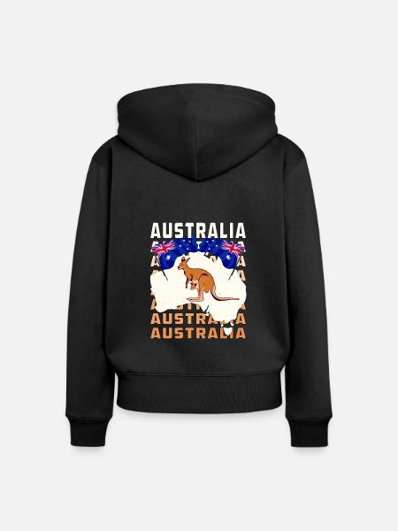 AUSTRALIA - Frauen Premium Bio Zip Hoodie - Schwarz