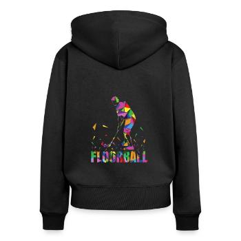 Floorball Unihockey Hockey Eishockey - Frauen Premium Bio Zip Hoodie - Schwarz - Hinten - Julia (174cm)