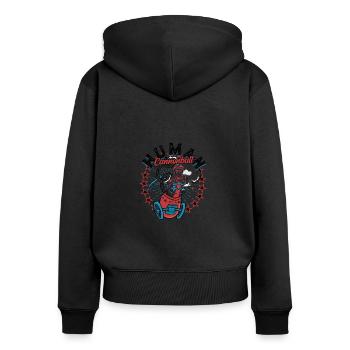Costume de boulet de canon humain de cirque - Carnival Circus - Sweat à capuche zippé Premium bio Femme - noir - Dos - Julia (174cm)