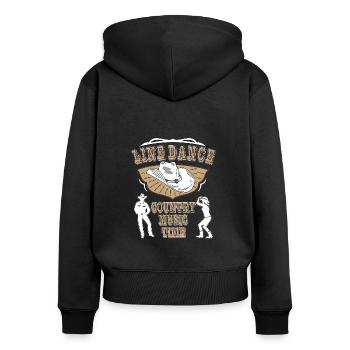LINE DANCE COUNTRY MUSIC TIME - Frauen Premium Bio Zip Hoodie - Schwarz - Hinten - Julia (174cm)