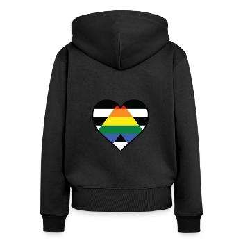 LGBT -Herz - LGBTQIA Gerade Ally - Frauen Premium Bio Zip Hoodie - Schwarz - Hinten - Julia (174cm)