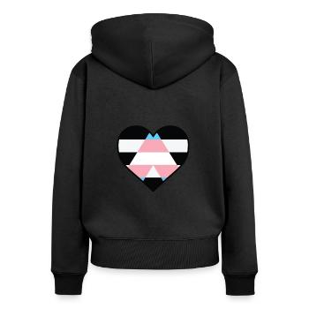 LGBT -Herz - LGBTQIA Trans -Verbündeten - Frauen Premium Bio Zip Hoodie - Schwarz - Hinten - Julia (174cm)