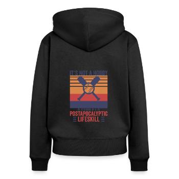 Vintage Postapocalytpic Baseball Fan Shirt - Frauen Premium Bio Zip Hoodie - Schwarz - Hinten - Julia (174cm)