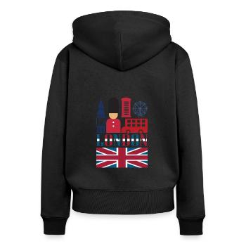 London - Frauen Premium Bio Zip Hoodie - Schwarz - Hinten - Julia (174cm)