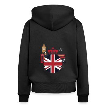 London - Frauen Premium Bio Zip Hoodie - Schwarz - Hinten - Julia (174cm)