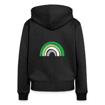 Flagge - LGBTQIA Rainbow Aromantic - Frauen Premium Bio Zip Hoodie - Schwarz - Hinten - Julia (174cm)