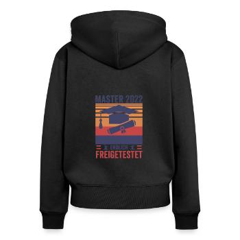 Vintage Master Studium Endlich Freigetestet Shirt - Frauen Premium Bio Zip Hoodie - Schwarz - Hinten - Julia (174cm)
