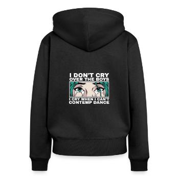 Je pleure quand je ne peux pas danser Contemp - Sweat à capuche zippé Premium bio Femme - noir - Dos - Julia (174cm)
