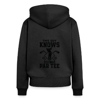 Dieser Typ Weiß, Wie Man T -Shirt - Golf - Frauen Premium Bio Zip Hoodie - Schwarz - Hinten - Julia (174cm)