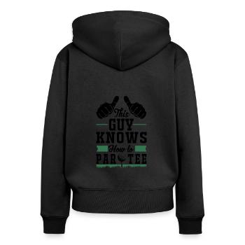 Dieser Typ Weiß, Wie Man T -Shirt - Golf - Frauen Premium Bio Zip Hoodie - Schwarz - Hinten - Julia (174cm)