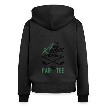 Dieser Typ Weiß, Wie Man T -Shirt - Golf - Frauen Premium Bio Zip Hoodie - Schwarz - Hinten - Julia (174cm)