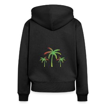 Palmen - Frauen Premium Bio Zip Hoodie - Schwarz - Hinten - Julia (174cm)