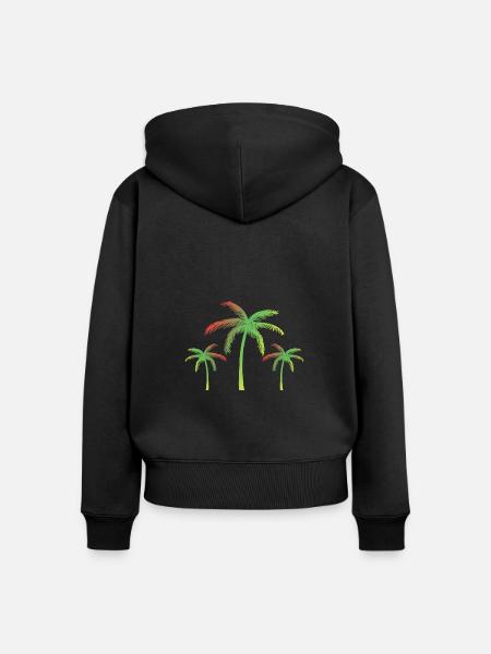 Palmen - Frauen Premium Bio Zip Hoodie - Schwarz
