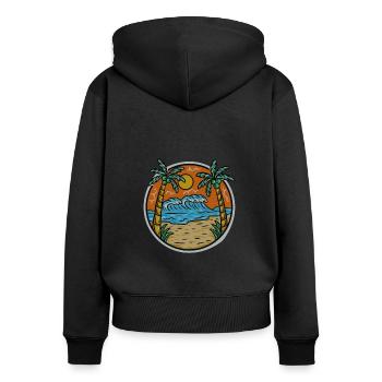 Palmiers - Sweat à capuche zippé Premium bio Femme - noir - Dos - Julia (174cm)