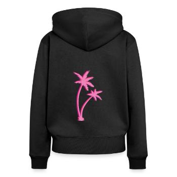 Palmiers - Sweat à capuche zippé Premium bio Femme - noir - Dos - Julia (174cm)