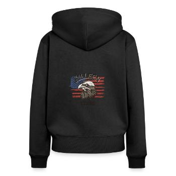 USA Flagge Adler Texas Vintage Killeen - Frauen Premium Bio Zip Hoodie - Schwarz - Hinten - Julia (174cm)