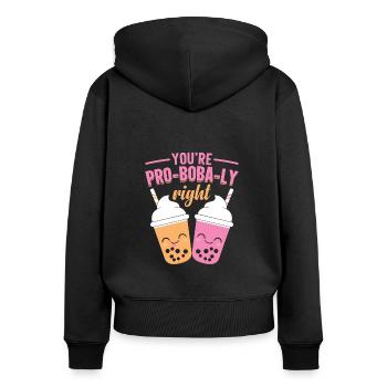 Milk Tea Lovers Powered by Tea Bubble Lifestyle - Women's Premium Organic Zip Hoodie - black - Back - Julia (174cm)